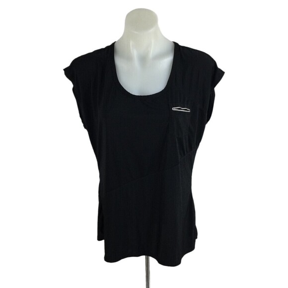 Athleta Tops - Athleta Women Black Stripe Scoop Neck Short Sleeve Athletic Knit Shirt Top Large